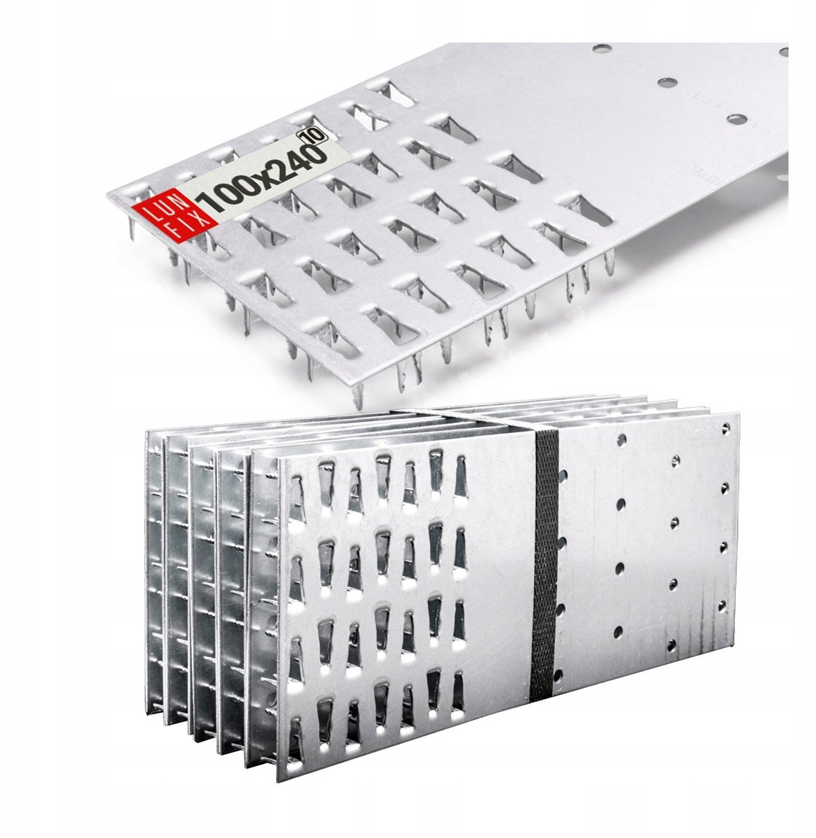 LUN FIX - Platte verbindingsstukken - 100 x 240 x 1,3 mm - 10 stuks