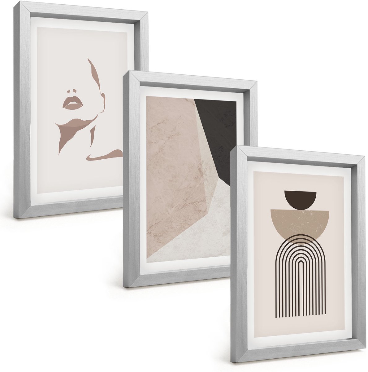 Tulup 4-Delige Schilderij Set - Abstracte geometrische vormen en een vrouwengezicht - 20 x 30 cm - Decoratieve Muurdecoratie - Slaapkamer - Stijlvolle Muurdecoratie