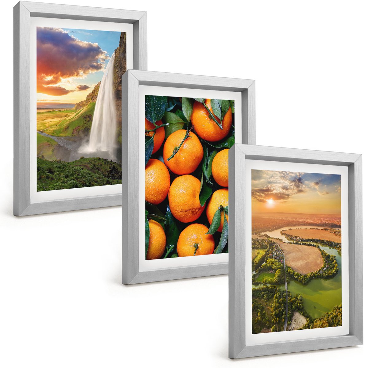 Tulup 4-Delige Schilderij Set - Waterval Bergen Sinaasappels Italiaans Landschap Zonsondergang - 20 x 30 cm - Moderne Wanddecoratie - Woonkamer - Woonkamer Decoratie