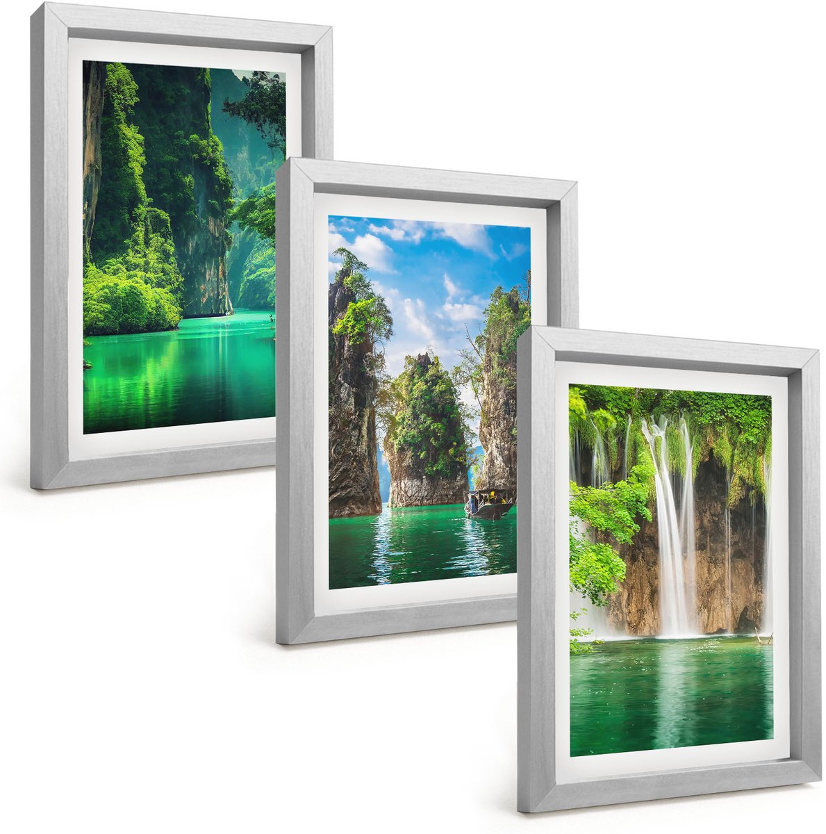 Tulup 4-Delige Schilderij Set - Groene landschappen met watervallen en rotsen - 20 x 30 cm - Muurdecoratie - Decoratieve Schilderijen - Wohnzimmer - Woonkamer Decoratie
