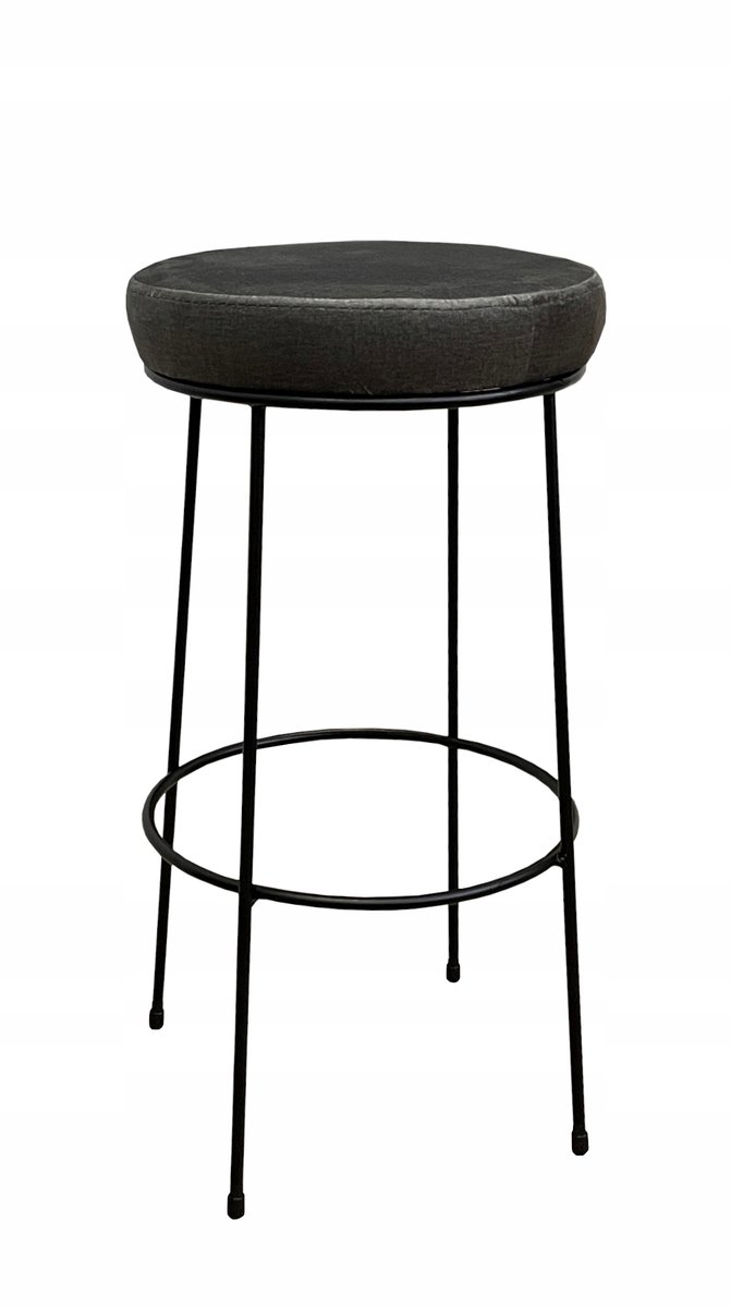 Lage barkruk 66cm Metaal Zwart Gestoffeerd Zitting Loft