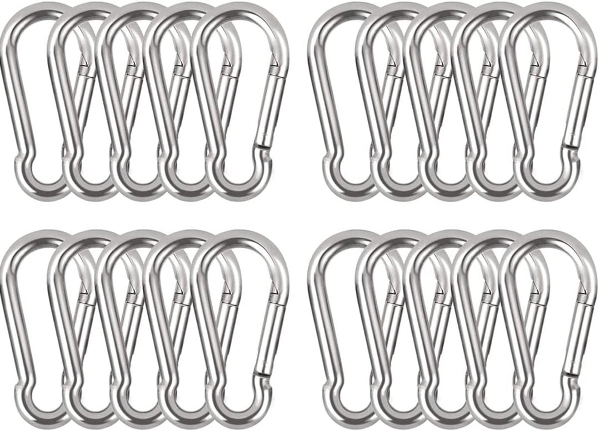 20pcs M4 Carabiner Hooks 304 Stainless Steel Carabiner Hooks Snap Hooks Small Carabiner Hooks for Key Chains Sun Sail - ShopVlot