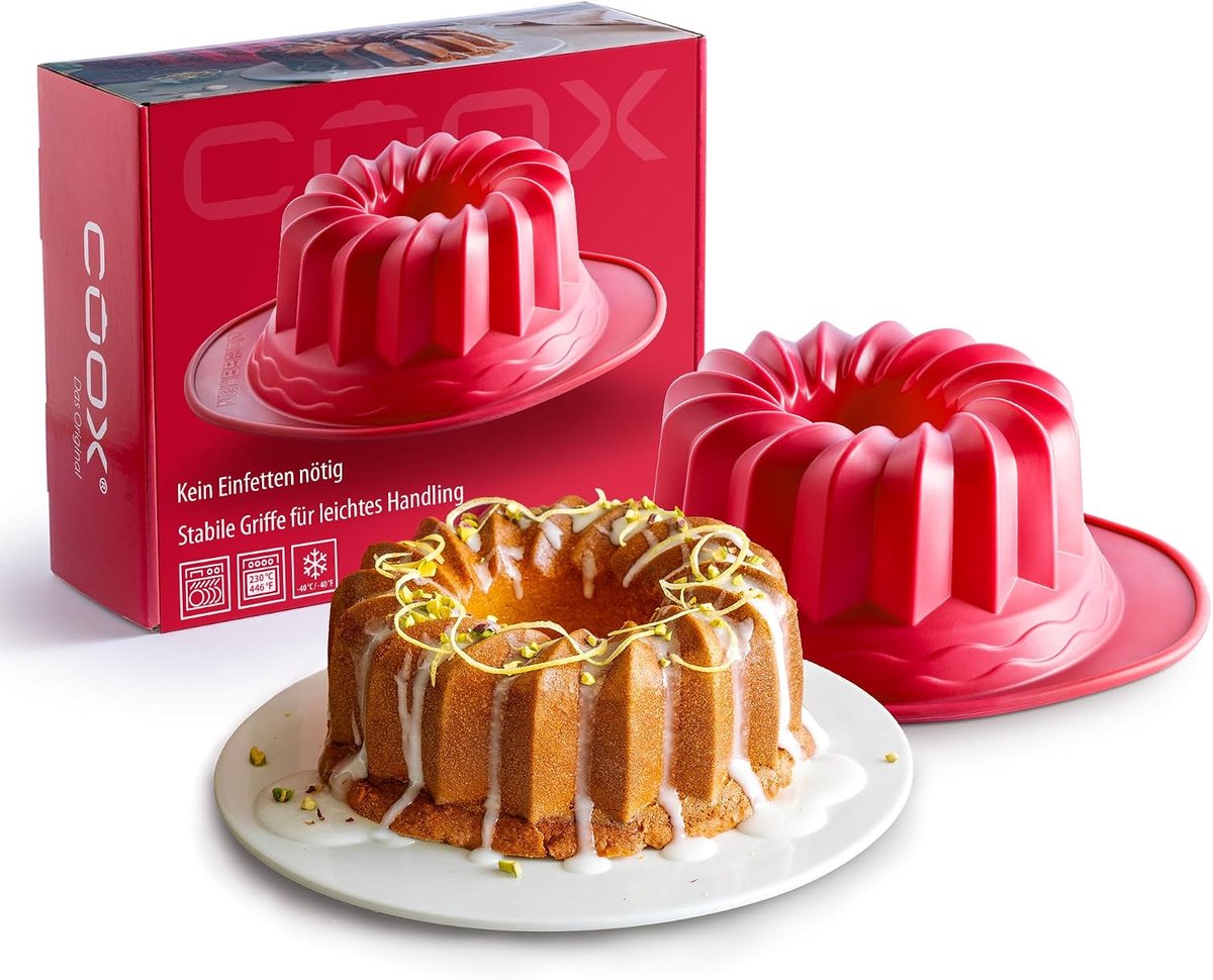 coox Gugelhupf with handles 24 cm - non-stick coating, no greasing required, stable handles for easy handling - ShopVlot