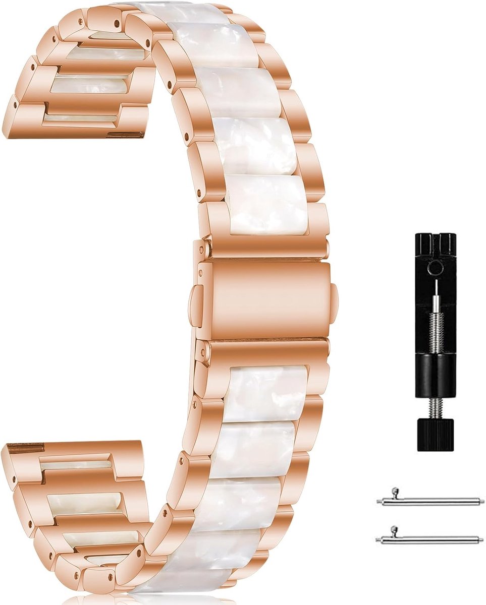 Metal strap compatible with 20 mm and 22 mm, lightweight resin and metal watch straps, replacement strap for men and - ShopVlot