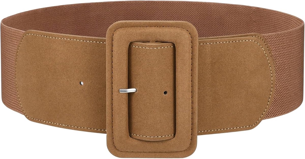 JasGood Women's Wide Belt Vintage Elastic Waist Belt Wide for Dress Coat, Brown - ShopVlot