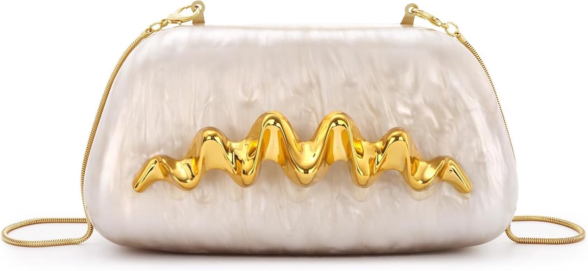 Women Acrylic Wedding Evening Bag Necklace Crossbody Shoulder Handbag Formal Clutch Purse - ShopVlot
