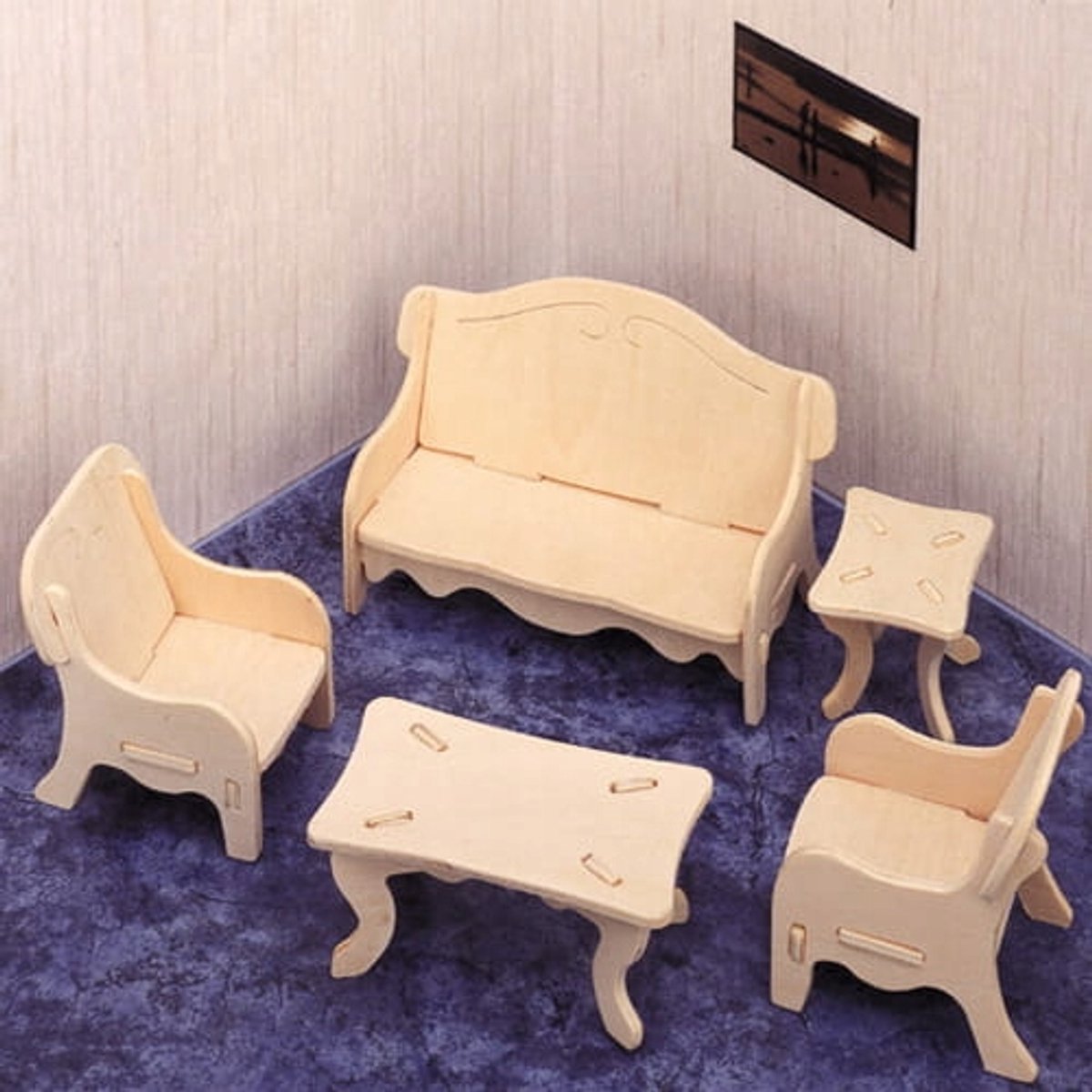 Houten 3D Puzzel Meubels - Bank, Stoelen, Tafel