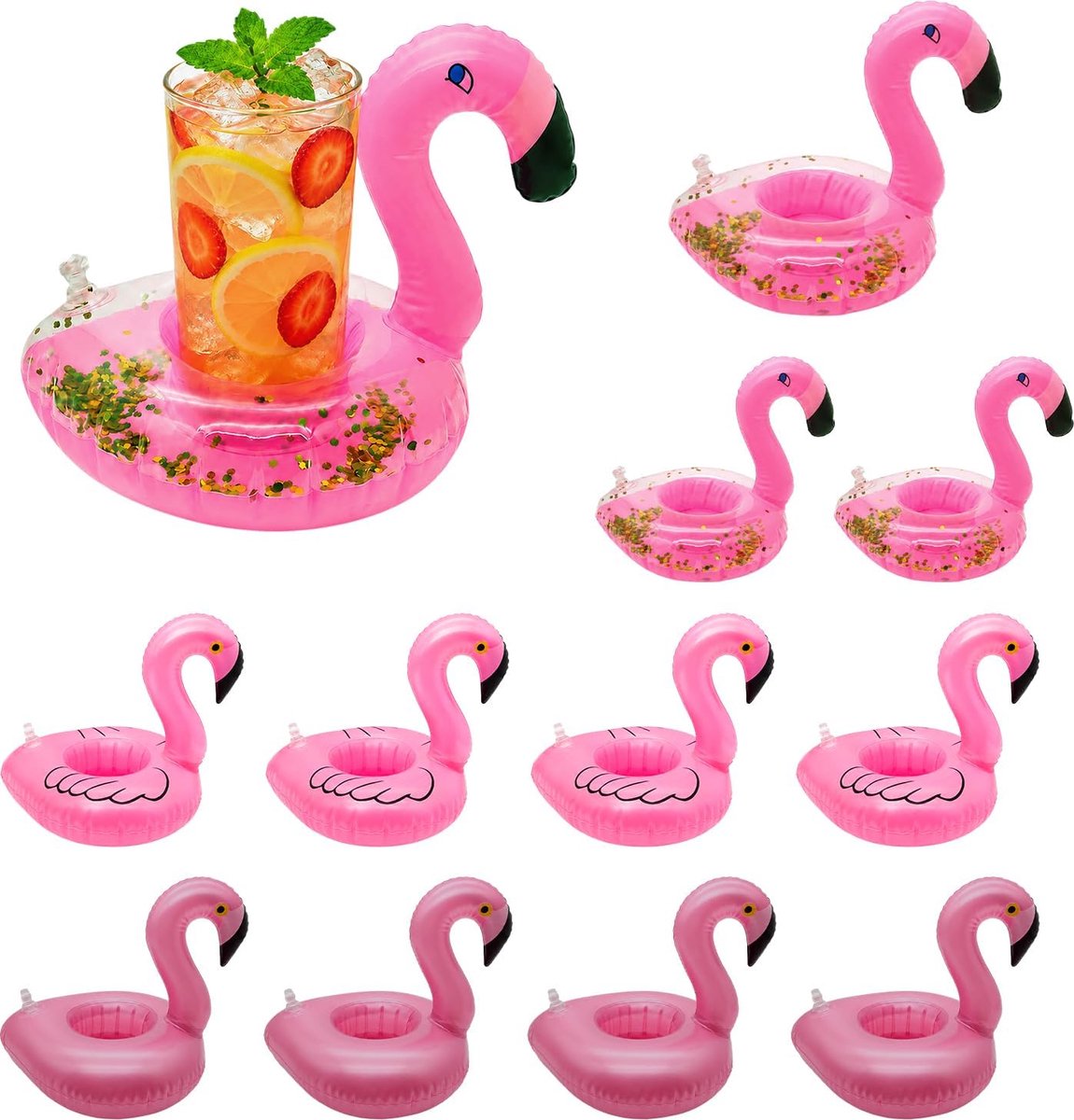 12 pieces inflatable cup holders flamingo, swimming pool cup holders - ShopVlot