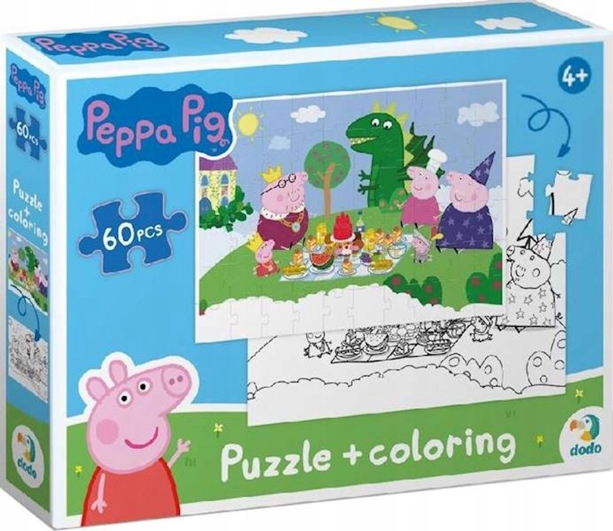 Merkloos 2-in-1 Peppa Pig Puzzel & Kleurplaat - 60 stukjes