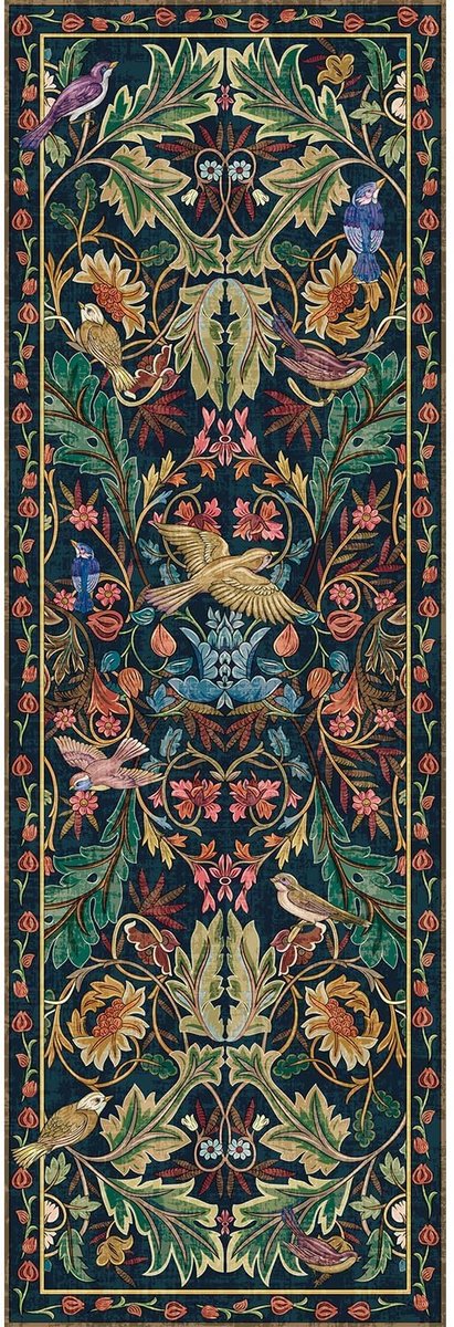 TUKDAK Vogel Tapijtloper voor hal, 80 x 200 cm, donkerblauw, wasbaar, keukenloper met antislip rubberen achterkant - ShopVlot
