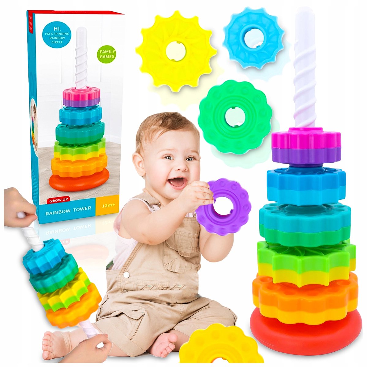 Montessori Regenboog Piramide XXL - Educatief Stapelspel voor Kinderen