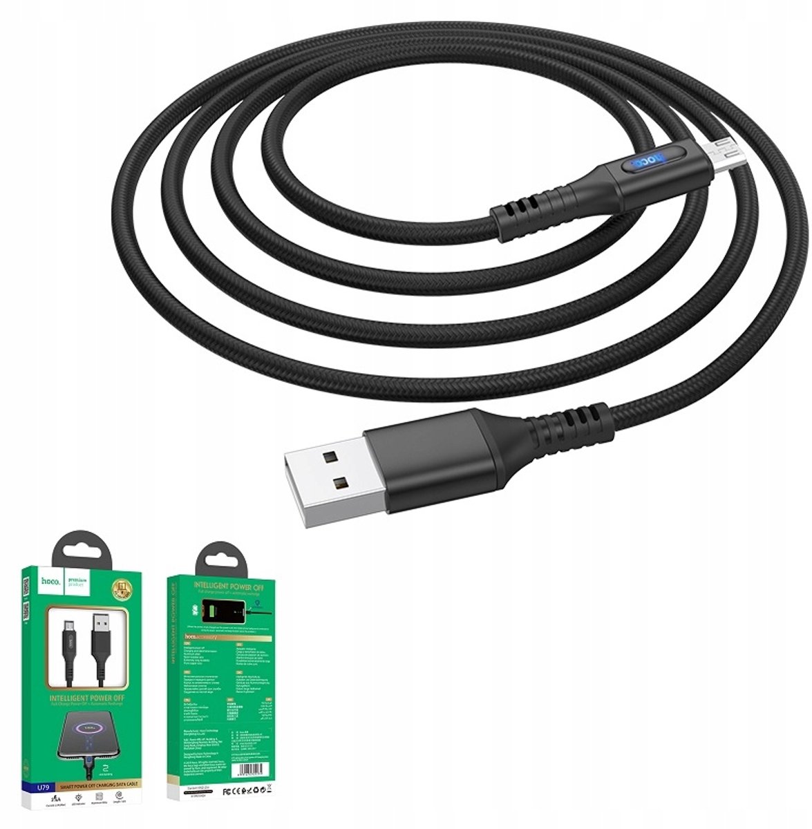 hoco U79 Admirable Micro USB Kabel - Automatische Uitschakeling, 2.4A, 1.2M