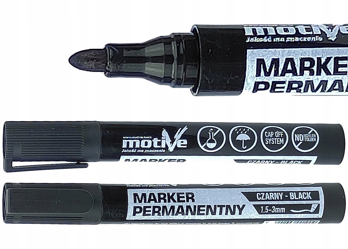 Permanente zwarte stift, waterdicht, ronde punt 1,5-3 mm