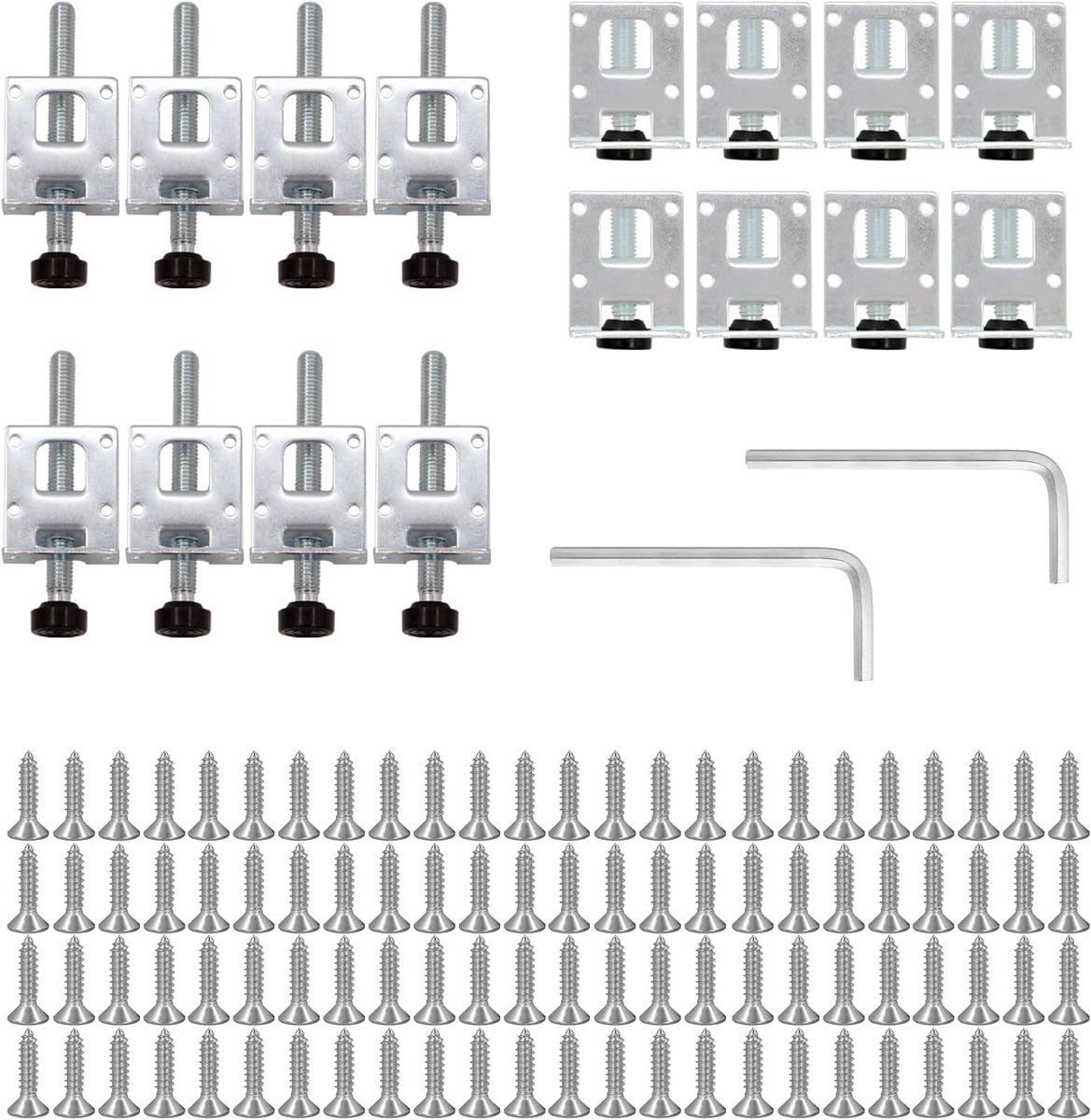 Pack of 16 Metal Furniture Legs, Height Adjustable, 55/105 mm, Heavy Duty Furniture Leveling Legs with 96 Screws for - ShopVlot