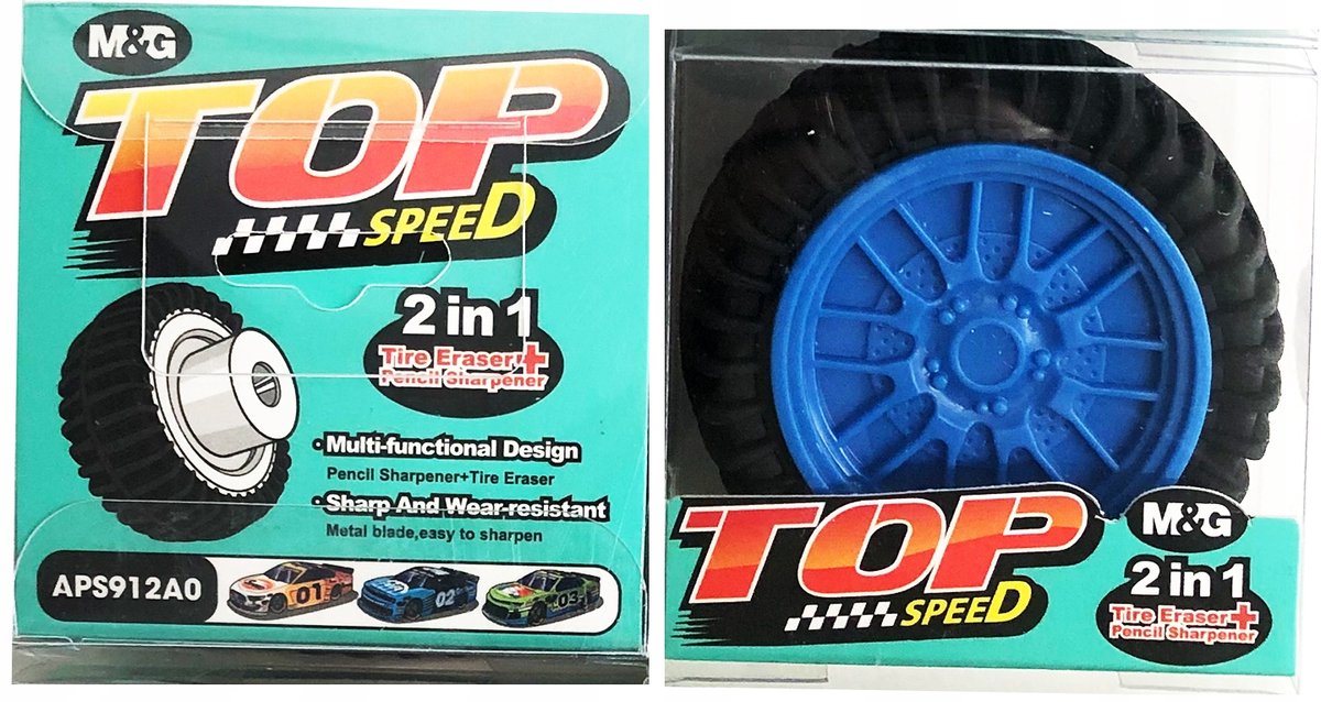 2-in-1 Gum & Puntenslijper met Opvangbakje - Auto Wiel Design