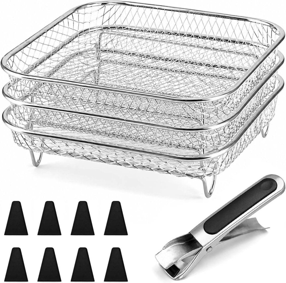 Airfryer accessoires, 3 niveaus, stapelbaar grillrooster voor - ShopVlot