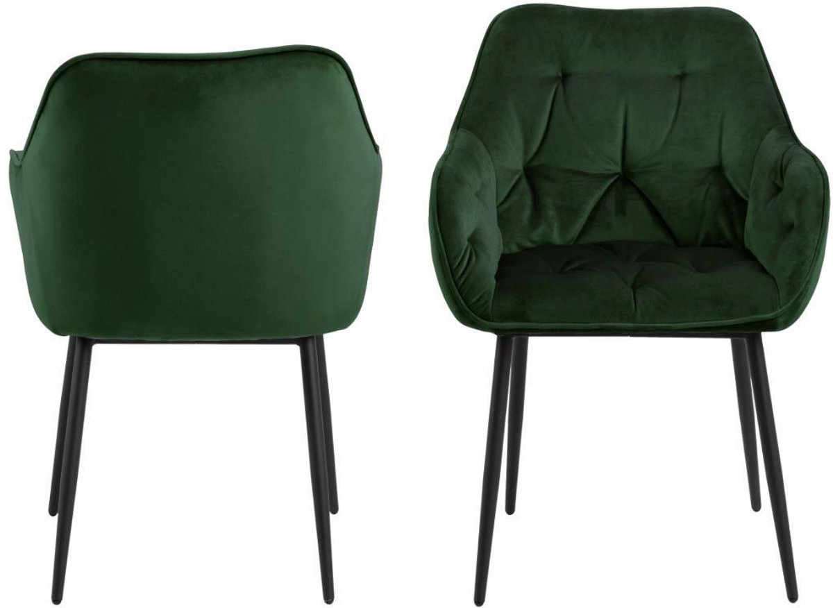 Eetkamerstoel Zion Met Armleuning Groen - Giga Living - Set van 2