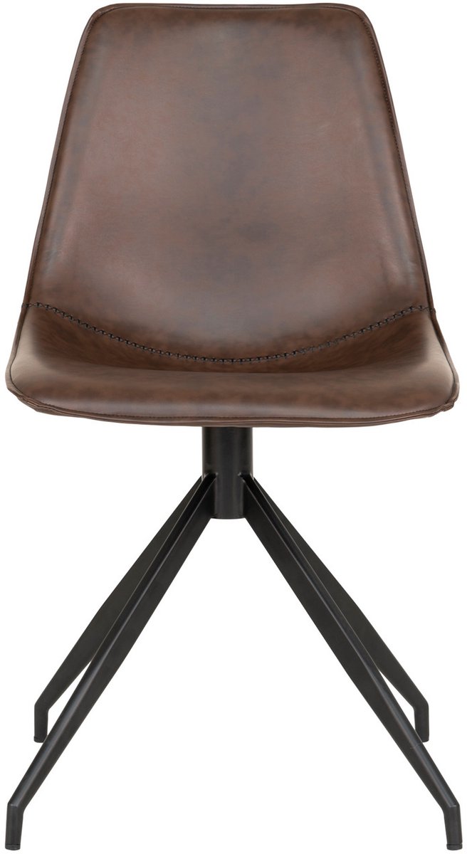 Eetkamerstoel Zonder Armleuning - Bruin Kunstleer - 54x48x86cm - House Nordic - Set van 2