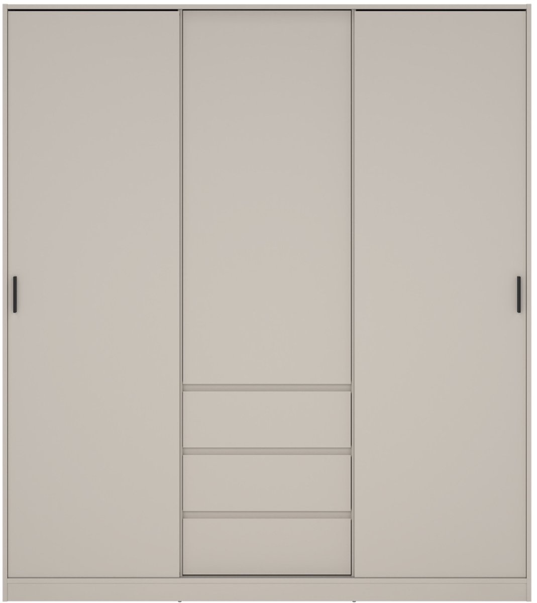 Kledingkast met Schuifdeur Beige - 3-deurs met 3 lades - MDF - 177x60x200cm