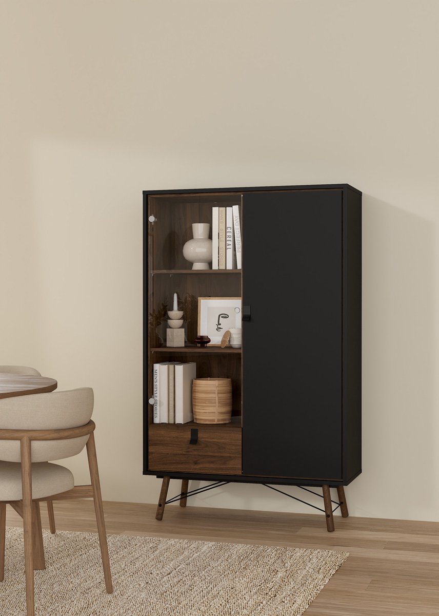 Giga Living Wandkast Ry - Zwart/Bruin - 100x40x160cm