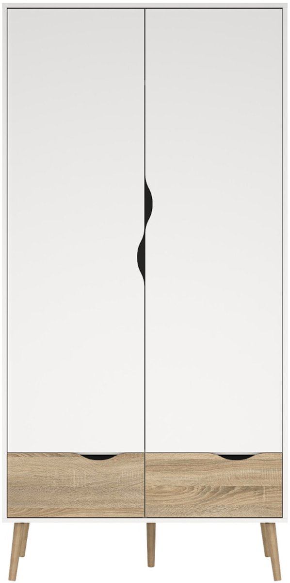 Giga Living Kledingkast Oslo - Wit/Naturel - 100x200x60cm