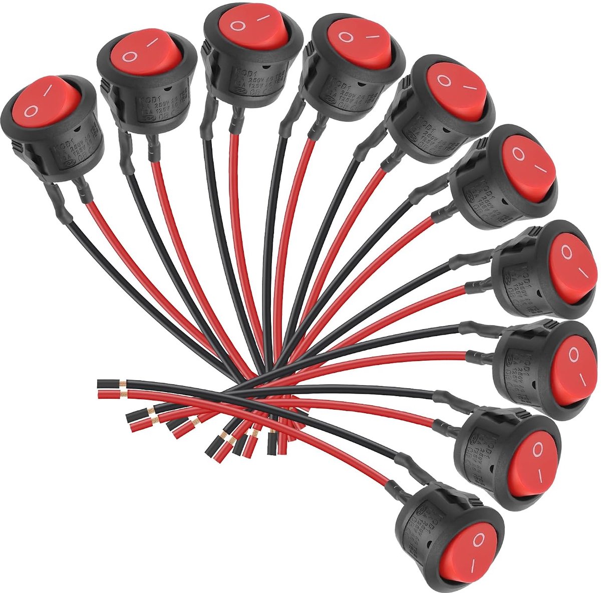 Rocker switch 12V 10A - ronde schakelaar - met kabel - ideaal voor truck en boot - ShopVlot