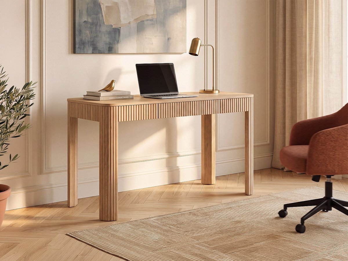 Vente-unique Bureau met 1 lade - Kleur: Natuurlijk licht VIRELYO