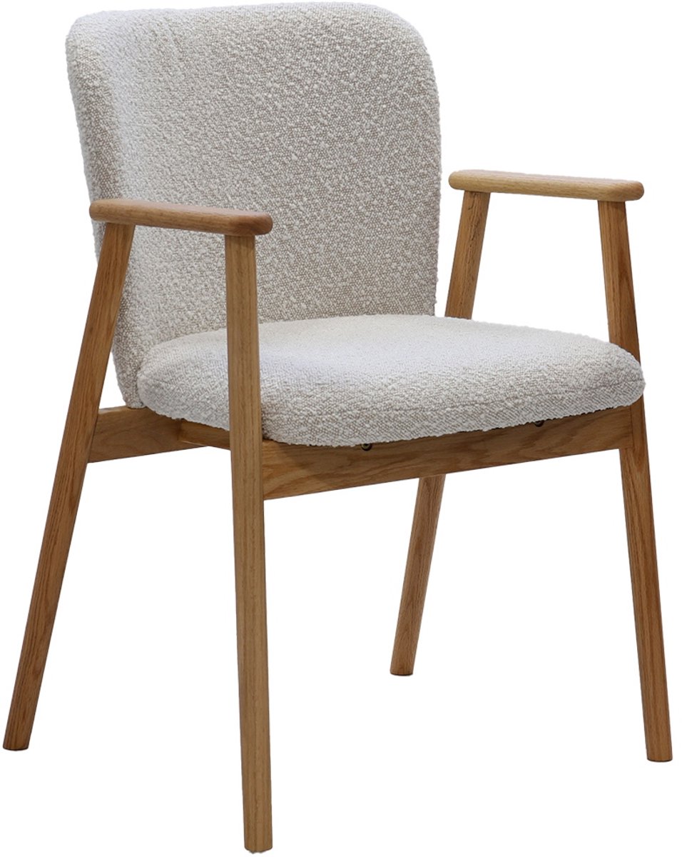 DÉJA Living Eetkamerstoel Lena - Eikenhout/Polyester - Beige - Set van 2