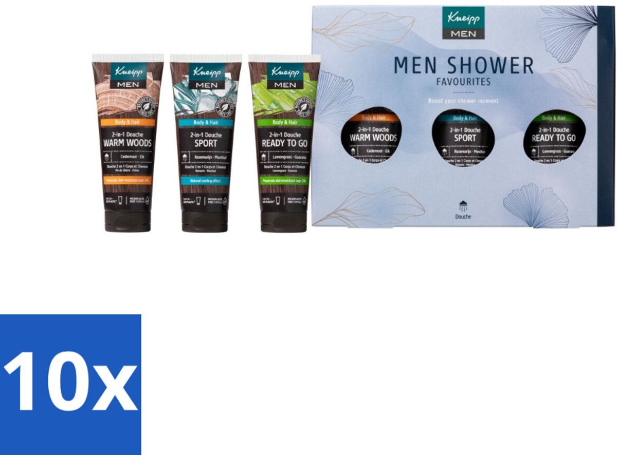 10 x Kneipp - Men Shower Favourites Geschenkset - Douchegel - 2-in-1 Douche - Mannelijke Huidverzorging - Natuurlijke Huidverzorging - Sportdouche