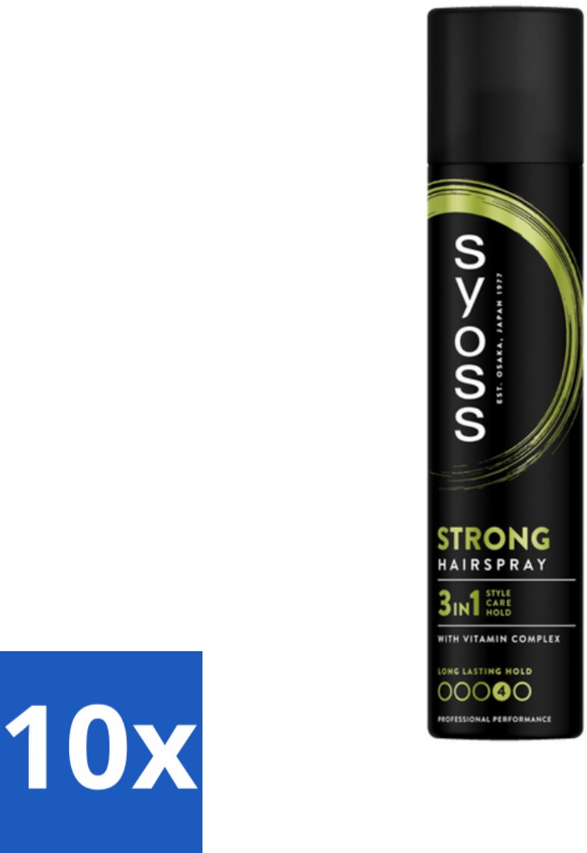 10 x Syoss - Strong Hold - Haarspray - Sterke Fixatie - 300 ml - Haarspray - Sterke Fixatie - Styling - Haarverzorging - Haarherstel