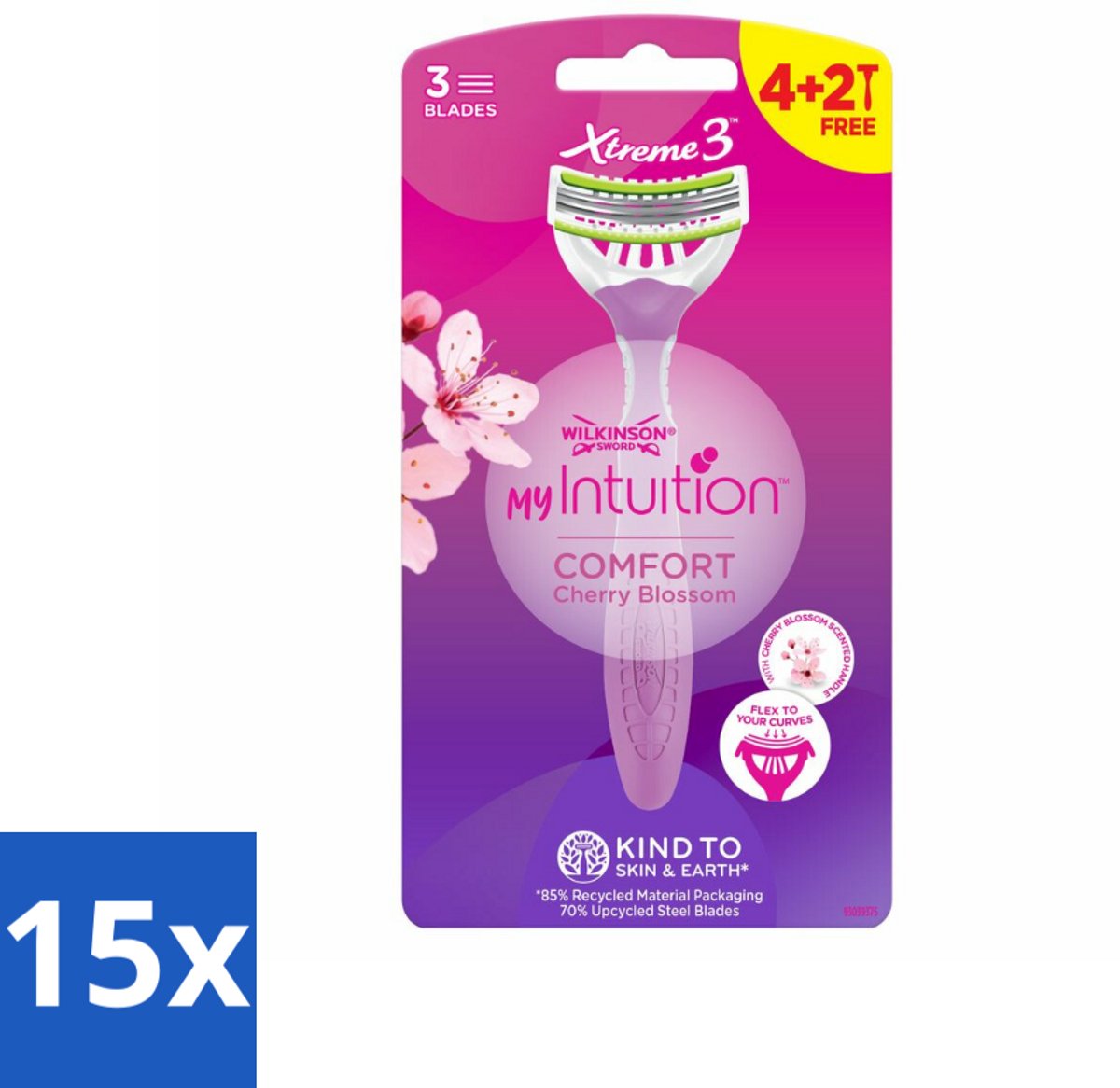 15 x Wilkinson - Wegwerpscheermesjes - Xtreme 3 My Intuition - Comfortabel - 6 mesjes - Wegwerpscheermesjes - Vrouwelijke Scheermesjes - Comfortabele Scheermesjes - Zachte Scheermesjes - Huidverzorging