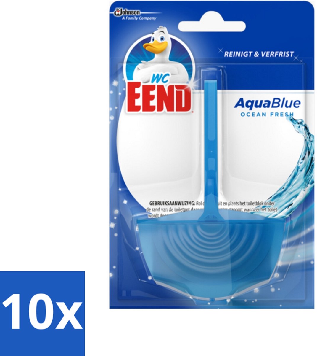10 x WC Eend - Aqua Blue - Toiletblok - Kleurt Water Blauw & Verfrist - 40 gr - Voordeelverpakking - 10 stuks