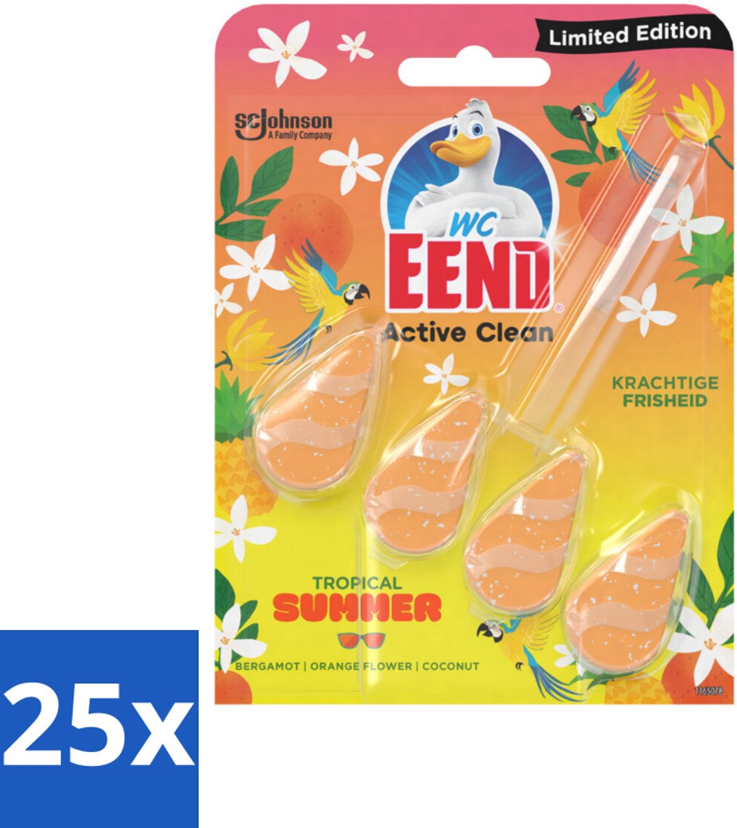 25 x WC Eend - Active Clean Tropical Summer - Toiletblok - Zomerse Frisheid - 38 gr - WC Eend - Toiletblok - Tropisch - Geur - Reiniging