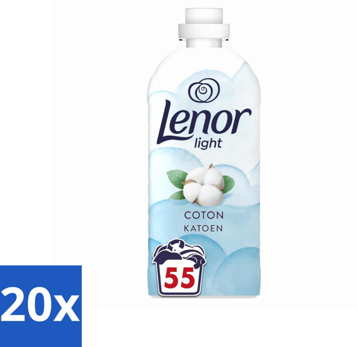 20 x Lenor Light - Wasverzachter - Katoen - Fris & Zacht - 55 Wasbeurten - Wasverzachter Katoen Fris - Wasverzachter Katoen - Wasverzachter Frisheid - Wasverzachter Zacht - Wasverzachter Milde Geur
