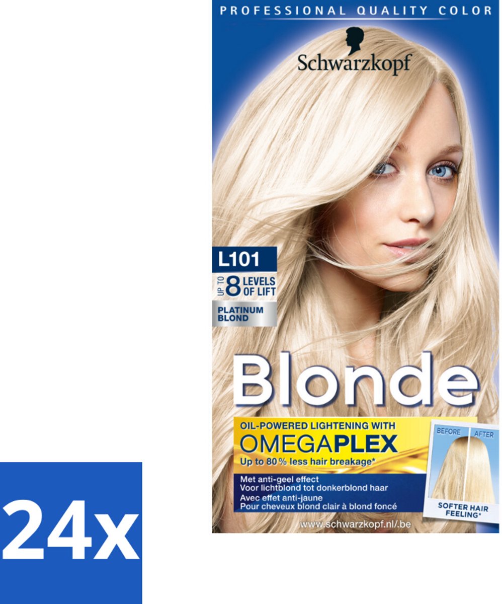 24 x Schwarzkopf - Haarverf - Blonde Platinum Blond L101 - Platina Blond - Blond Haar - Haarkleur - Haarkleuring - Platinum Blond Haar