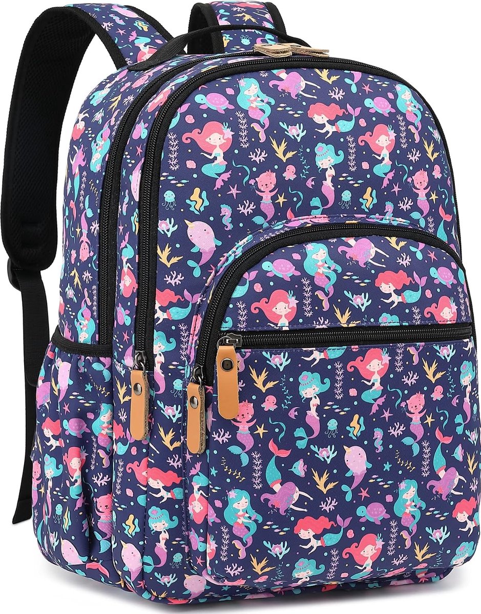 Leaper Waterbestendige Bloemen School Rugzak Reistas Boekentassen Vrouwen Satchel, Paars-zeemeermin [8005up] - ShopVlot