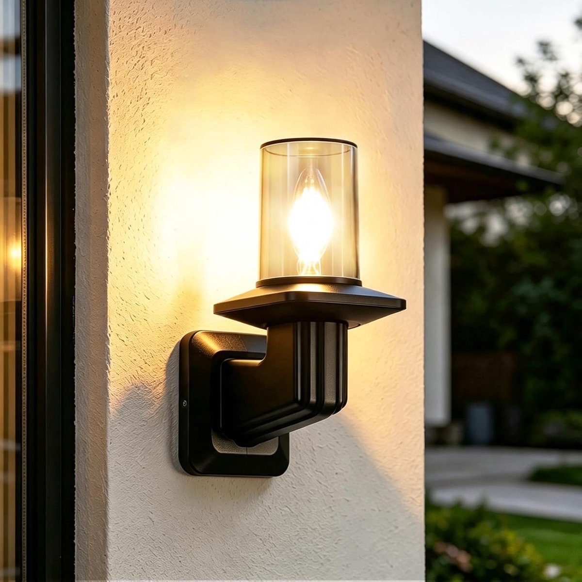 E27 Outdoor Wall Light with Smoke Screen, IP44 Waterproof Outdoor Lamp, Black, Aluminium, Metal, Outdoor Wall Lamp for - ShopVlot