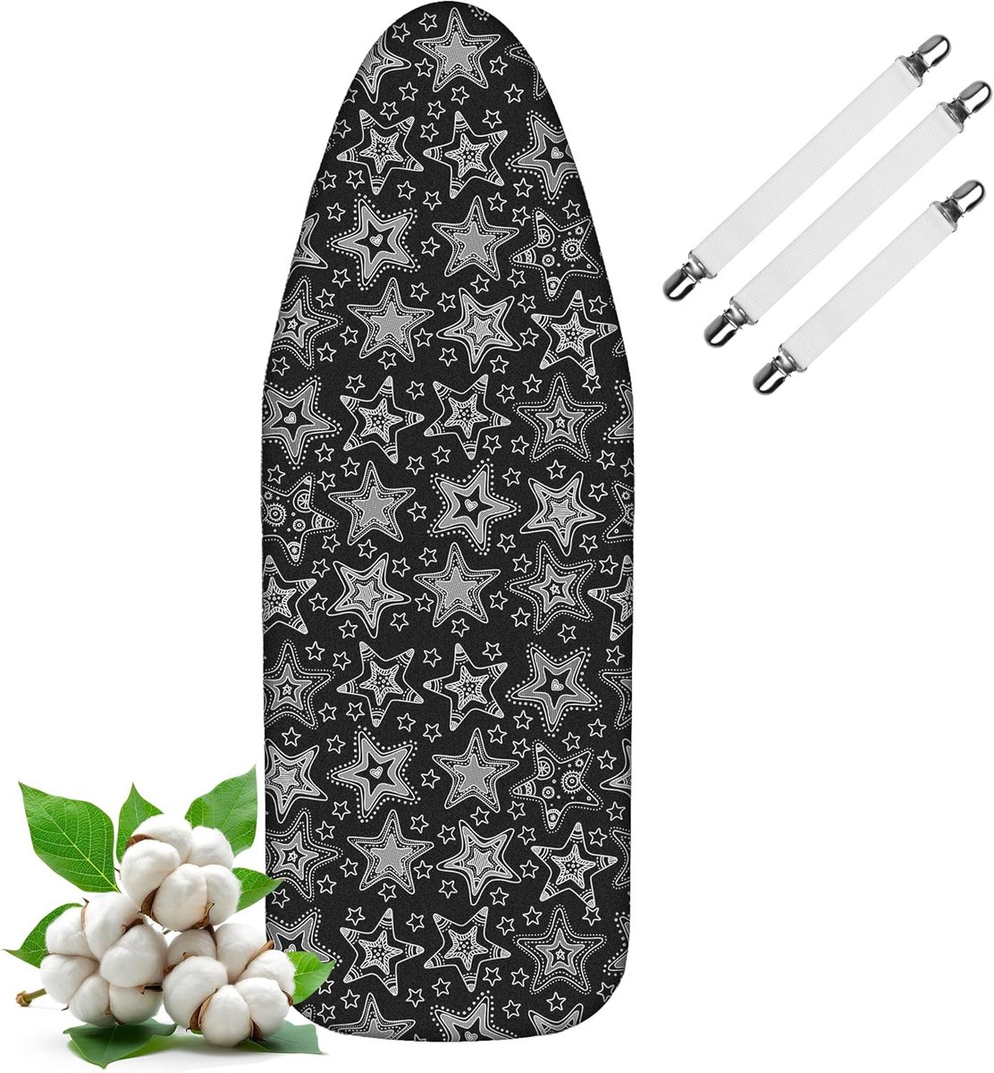 Ironing Board Cover 120 x 40 cm M Cotton with Extra Thick Filling with Tensioner for a Firm Hold for Steam Iron and - ShopVlot