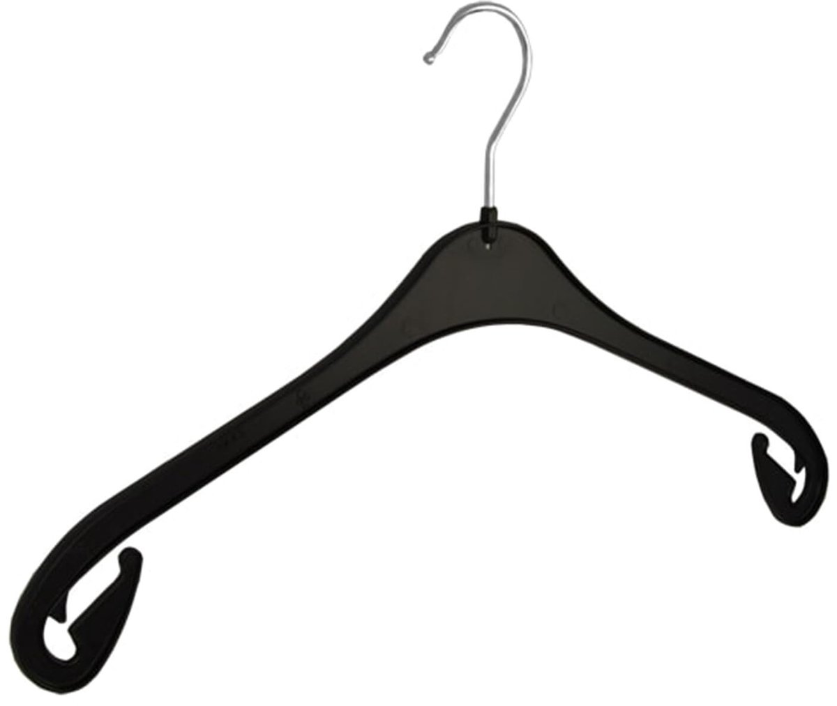 Famanu – Set van 40 kledinghangers van kunststof, zwart, met rokinkepingen en 360° draaibare haak, geschikt voor blouses, shirts, jassen en rokken, 43 cm