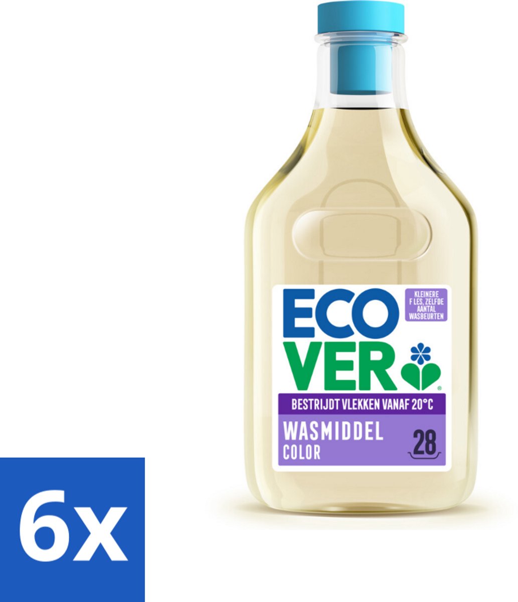 Ecover - Vloeibaar wasmiddel - Color - Appelbloesem & Freesia - 1 liter - 28 wasbeurten - Voordeelverpakking - 6 stuks
