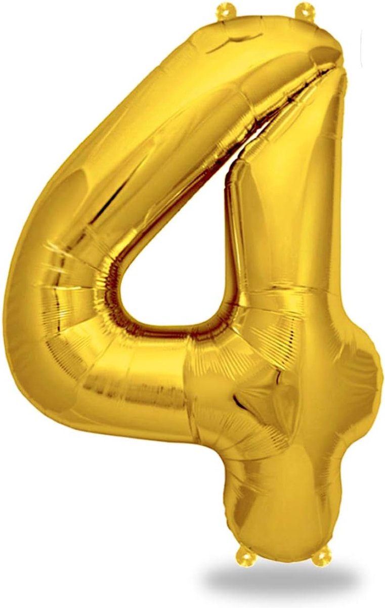 Giant Ballon Nummer 4 Goud - Feestdecoratie Verjaardag 4 Jaar - Eenvoudig te Bevestigen - Ideaal voor Partijen - ShopVlot