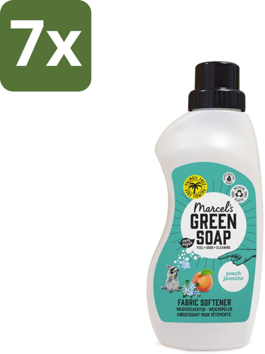 Marcel's Green Soap - Wasverzachter - Perzik & Jasmijn - Zachte frisheid - 30 Wasbeurten - 750 ml - Bulkverpakking - 7 stuks