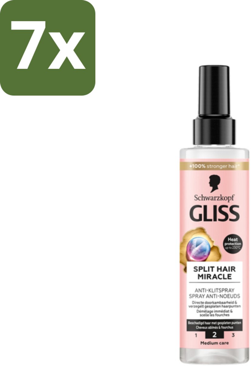 Gliss - Split End Anti-Klit Spray - Tegen Gespleten Haarpunten - 200 ml - Bulkverpakking - 7 stuks