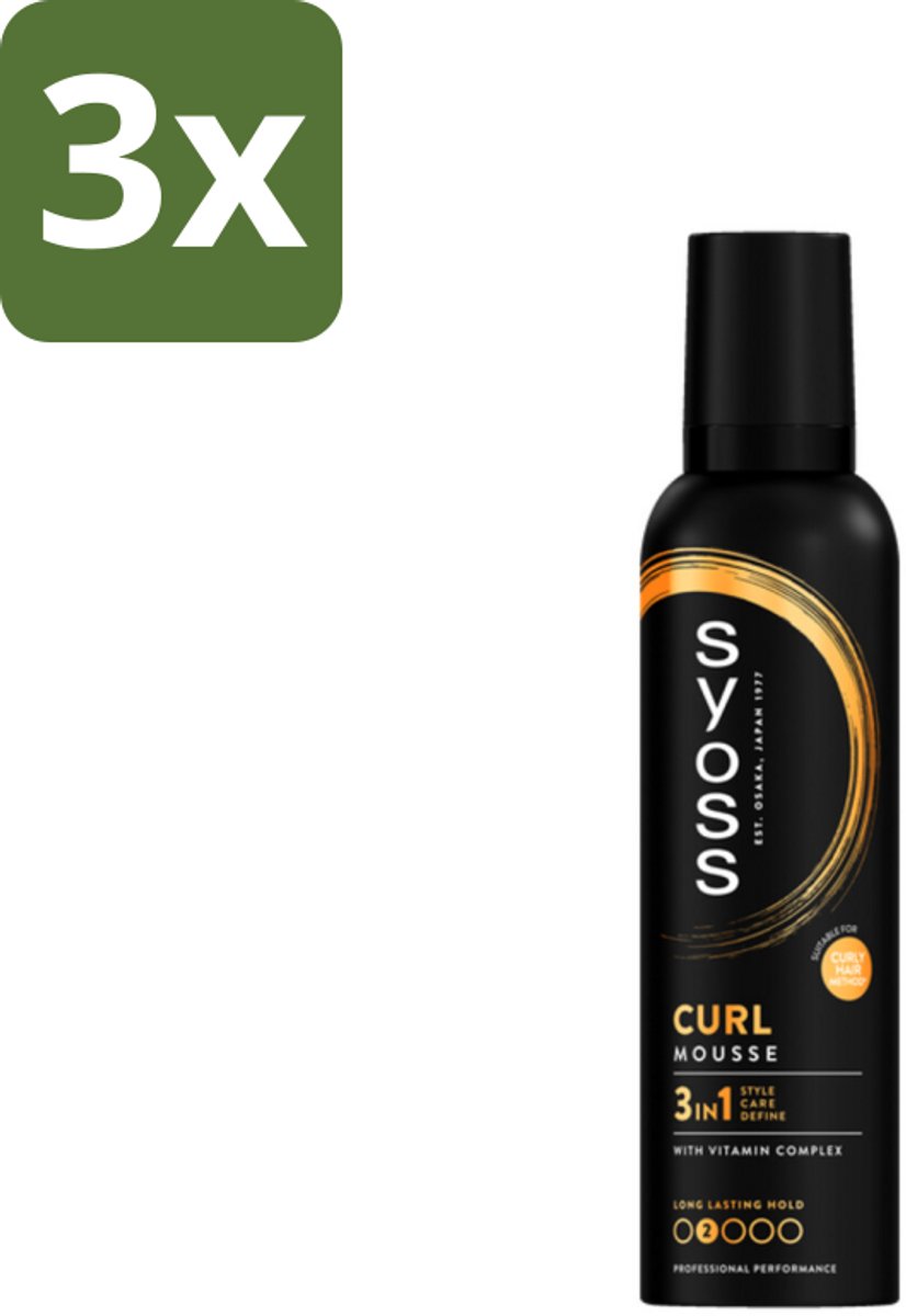 Syoss - Curl - Haarmousse - Anti-Pluis & Bounce - 250 ml - Bulkverpakking - 3 stuks