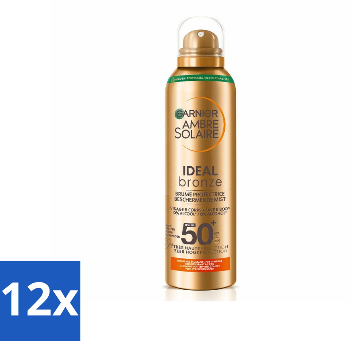 Garnier - Ambre Solaire - Beschermende Mist - Ideal Bronze - SPF 50+ - 150 ml - Voordeelverpakking - 12 stuks