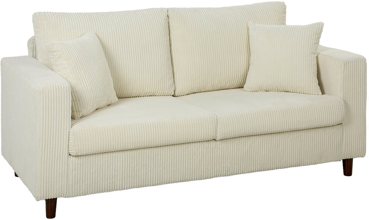 HOMCOM Tweezitsbank - Corduroy (100% polyester) - 170 x 80 x 82 cm - Crème