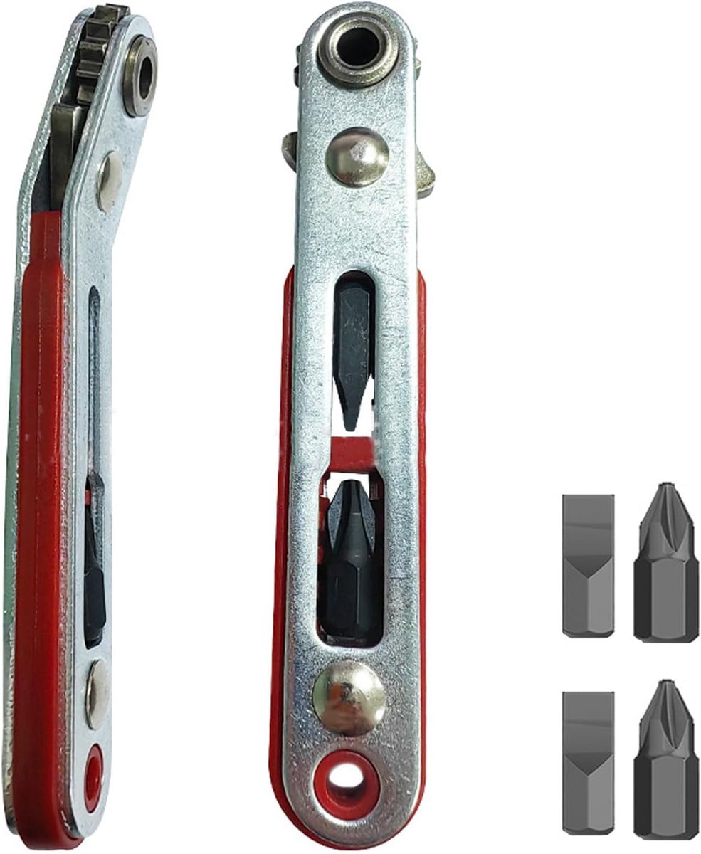 NIYATA 2 x ratchet 1/4 inch, 103mm for bicycle bits, mini ratchet wrench with 4 bit heads - ShopVlot