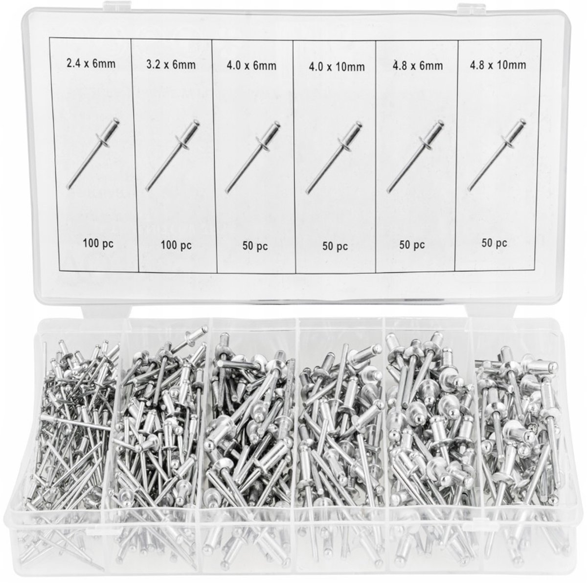 400 Stuks Blindklinknagels Aluminium met Stalen Pen