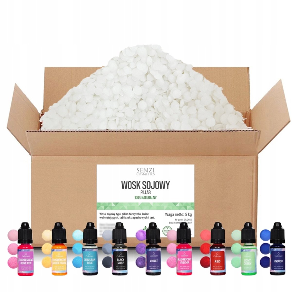 Merkloos Sojawas Pijler 5kg Set met Vloeibare Lijm (9x10ml)