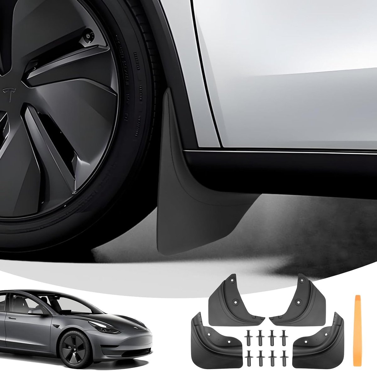 (4 Pieces) Mud Flaps for Tesla Model Y 2021 2022 2023 2024 - ShopVlot